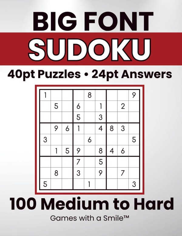 Big Font Sudoku Medium to Hard book cover - 40 point print