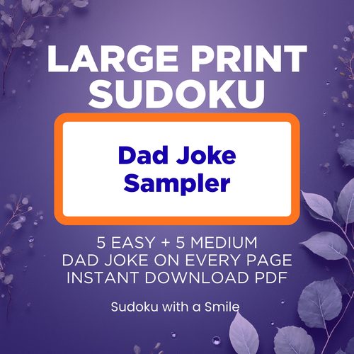 Dad Joke Sudoku Sampler - 10 puzzles digital download