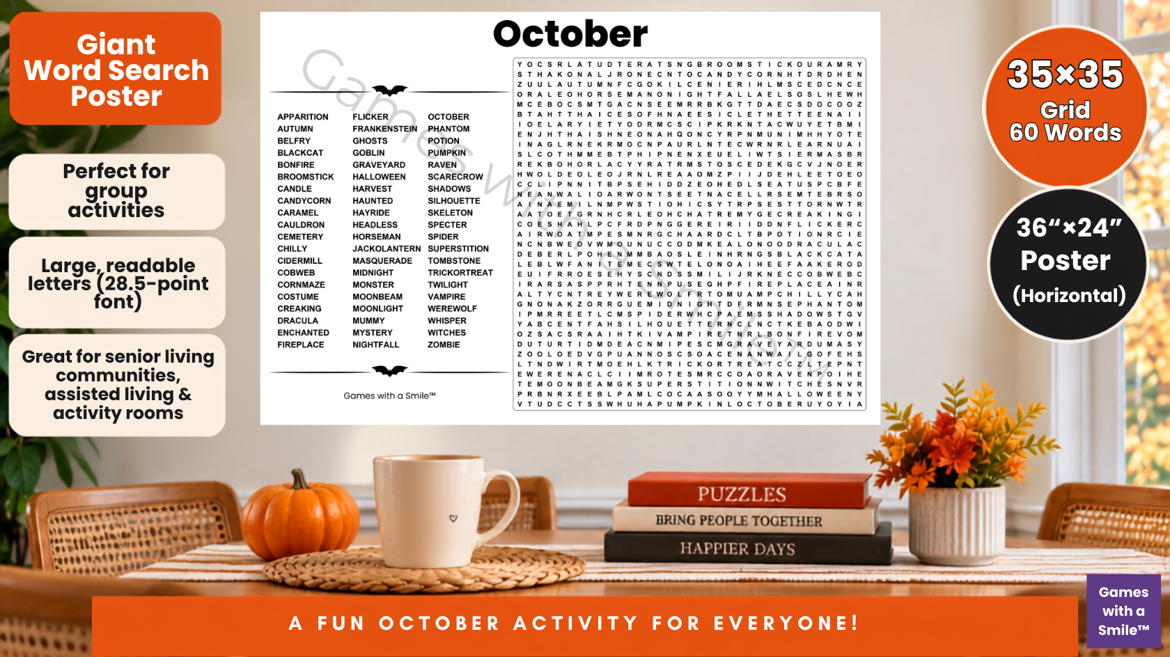 35 by 35 group word search poster with 60 words