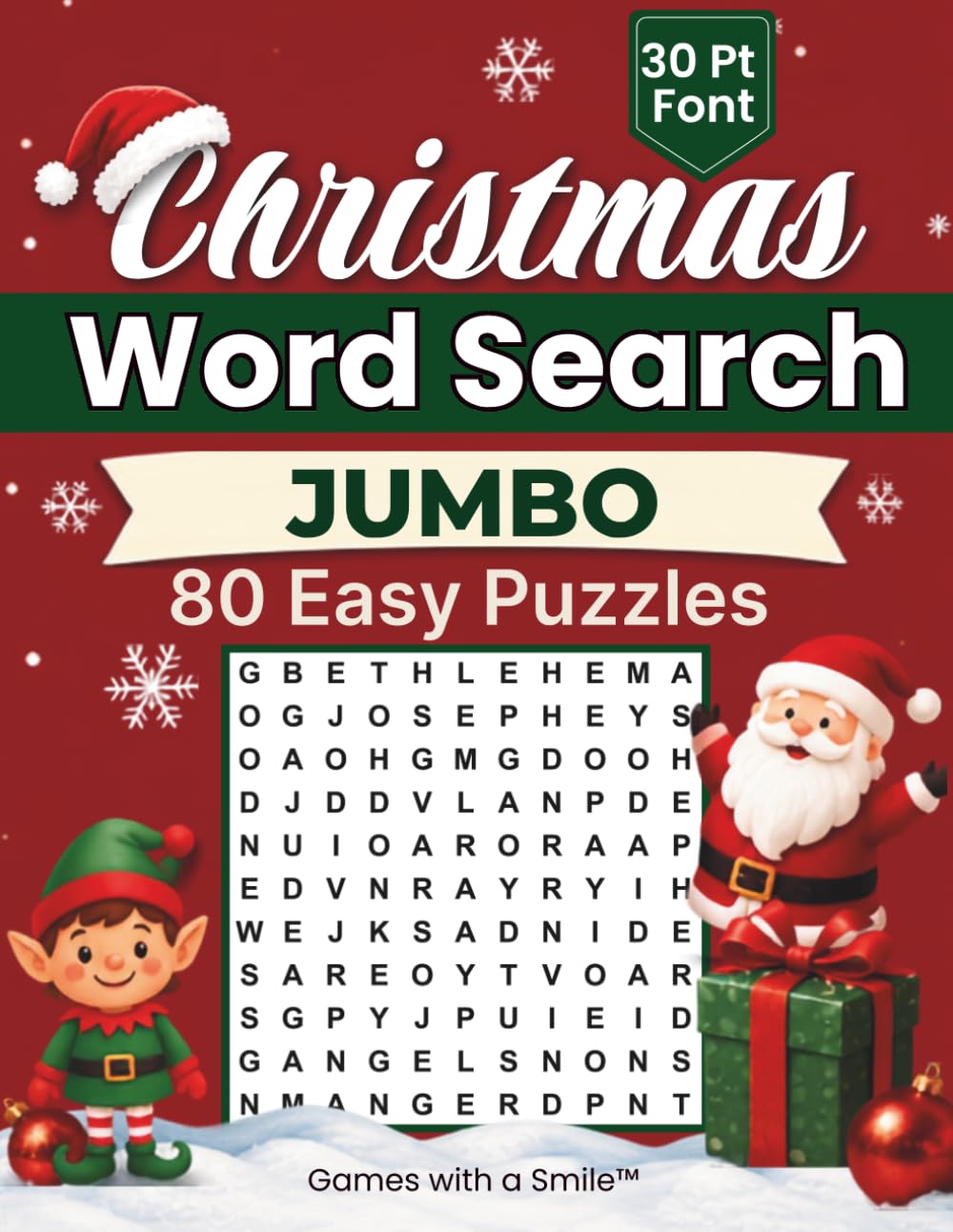 Jumbo Christmas Word Search book cover - 30 point print