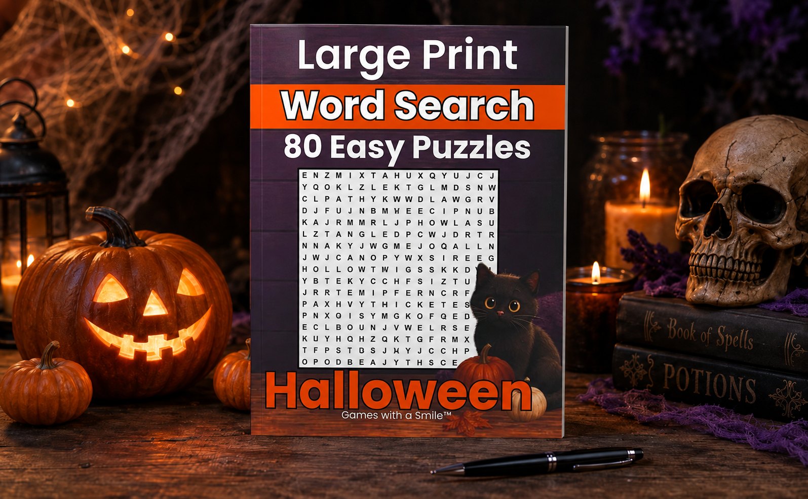 Halloween Large Print Word Search - 80 easy puzzles